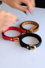 3-Piece Belt Set, Black - Red and Tan Belt (Gold Accessory) - Image 3