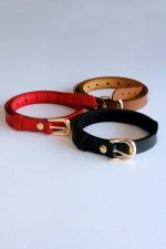 3-Piece Belt Set, Black - Red and Tan Belt (Gold Accessory) - Image 2