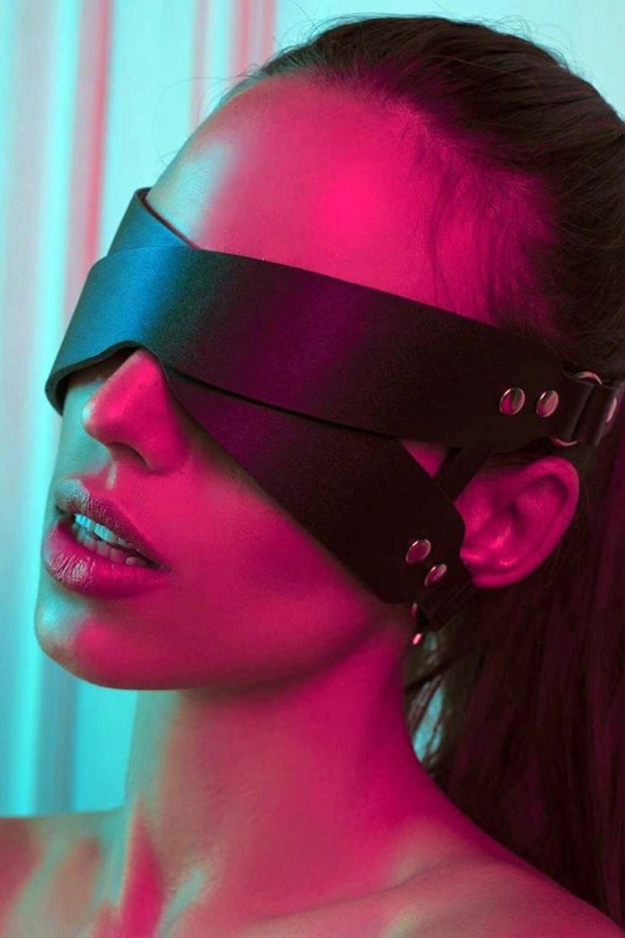 Leather Eye Patch – Sexy Adjustable Black & Red Erotic Accessories - Image 1