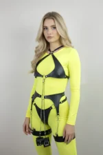 Leather Garter Set - Plus Size Leather Lingerie with Chain Detail & Adjustable Straps - Image 3