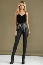 Leather Belt With Chain - Adjustable Stylish Dress Accessory, Plus Size Options - Image 3